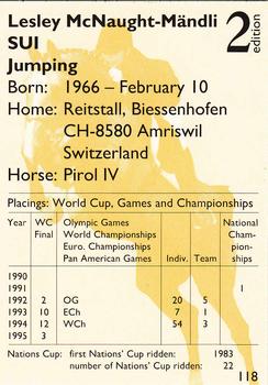 1995 Collect-A-Card Equestrian #118 Lesley McNaught-Mandli / Pirol IV Back
